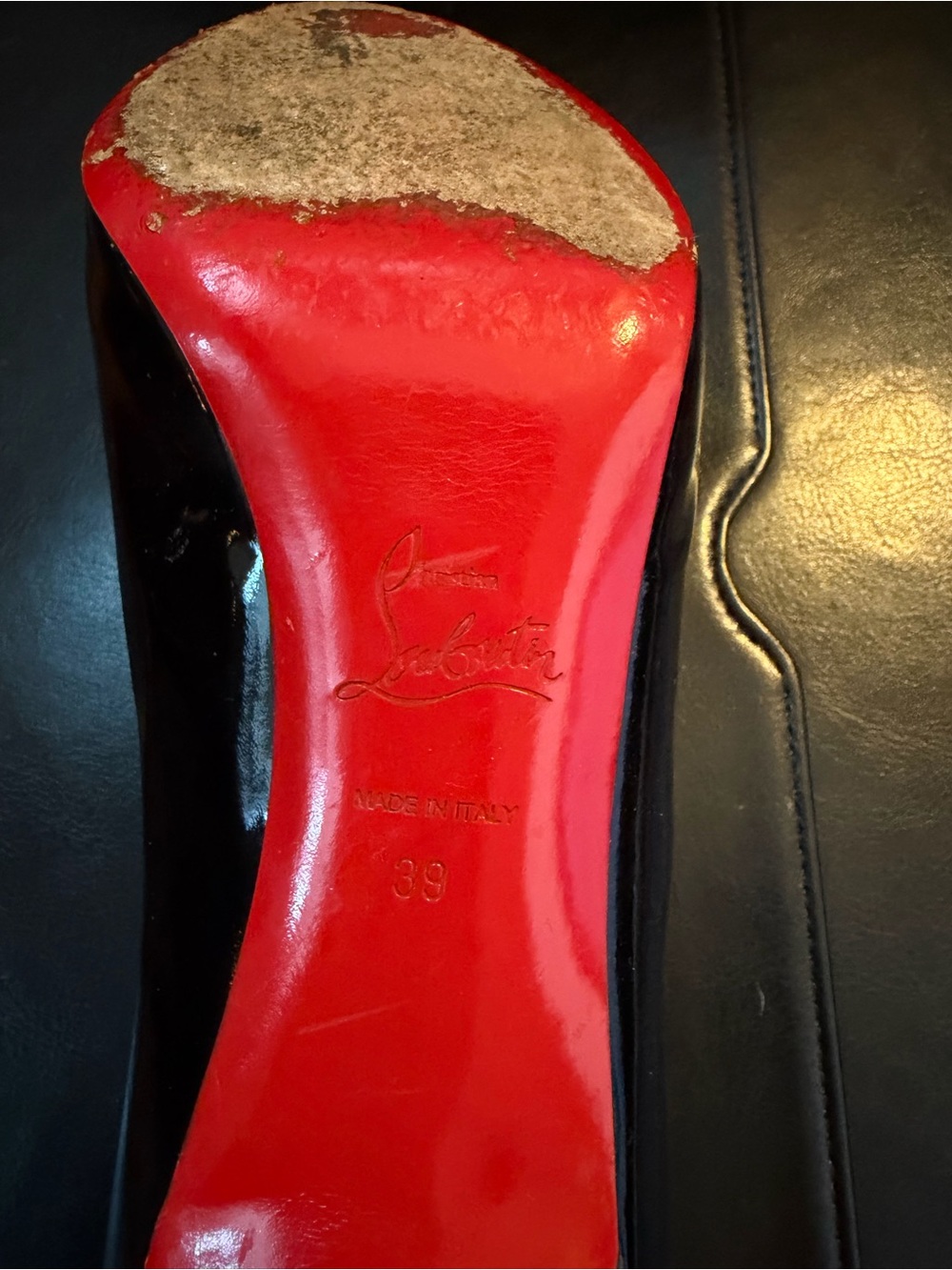 Christian Louboutin Black Patent Pumps with Red Sole